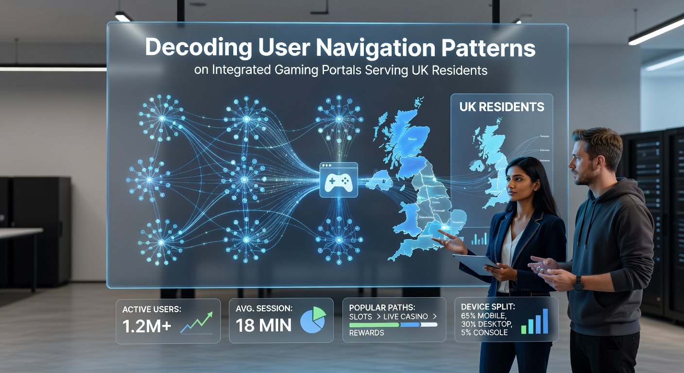 Analytics dashboard displaying navigation paths and user engagement metrics on a UK-focused gaming portal