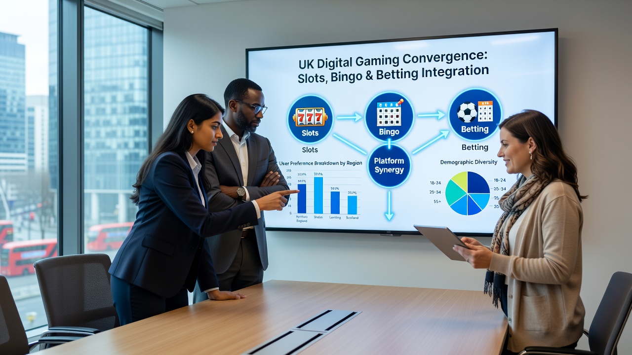 Users engaging with combined gaming options on mobile devices, illustrating slots, bingo halls, and betting markets