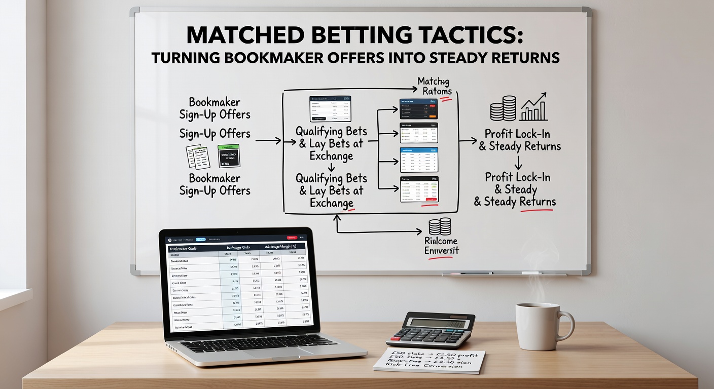 Screenshot of matched betting calculator displaying stakes, liability, and projected profit for a free bet offer