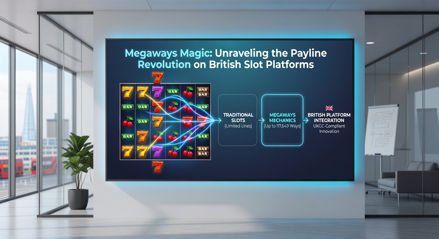 Close-up of a Megaways slot interface showing thousands of paylines lighting up with a massive win on a UK casino app