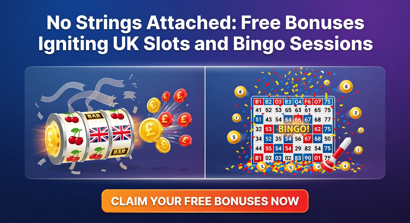 A dynamic collage of bingo balls bouncing alongside exploding slot jackpots and golden free bonus coins raining down, highlighting cashable wins without restrictions