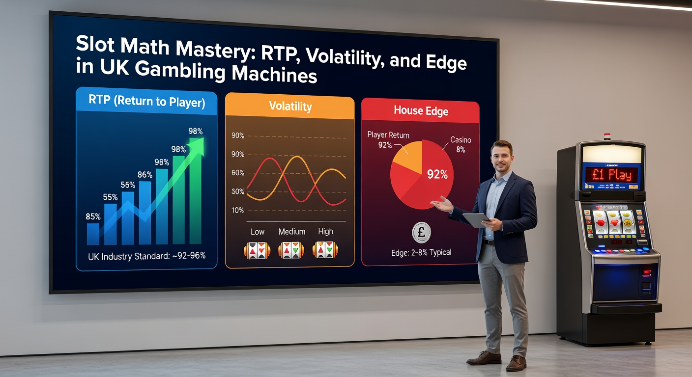 Chart comparing high and low volatility slot payout distributions with RTP and house edge overlays