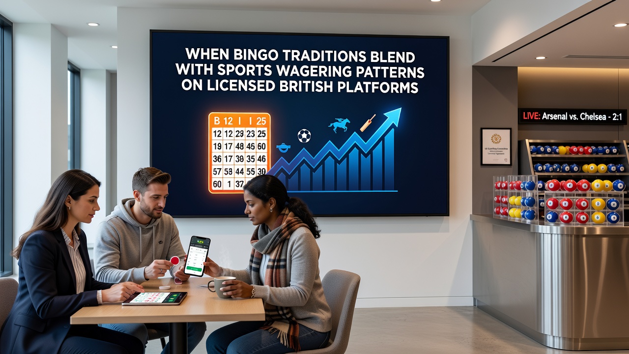 Sports betting interface displaying integrated bingo options and live wagering patterns on a British licensed platform